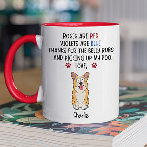 Merci pour les caresses sur le ventre et le ramassage de nos crottes - Mug personnalisé avec accents pour chien - Cadeau de Noël pour les propriétaires d'animaux et les amoureux des animaux