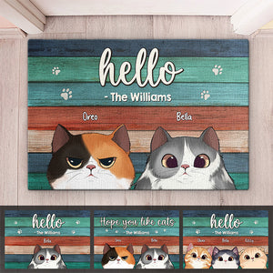 Bonjour mes chers amis chats ! Tapis décoratif personnalisé pour la maison, motif chat ! Cadeau pour les propriétaires et les amoureux des animaux.
