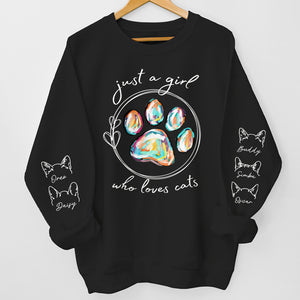 Juste une jolie fille qui aime les chiens - Sweat-shirt unisexe personnalisé avec motif sur la manche pour chien et chat - Cadeau pour les propriétaires et les amoureux des animaux