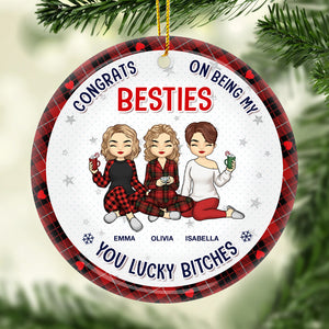 Félicitations pour être devenue ma meilleure amie sœur - Ornement personnalisé Bestie - Forme ronde en céramique - Cadeau de Noël pour meilleures amies, meilleures amies, sœurs