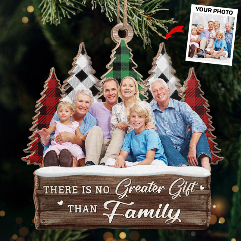 Photo personnalisée pour famille - Vœux chaleureux pour l'hiver - Décoration personnalisée pour famille - Forme en bois personnalisée - Cadeau de Noël pour les membres de la famille