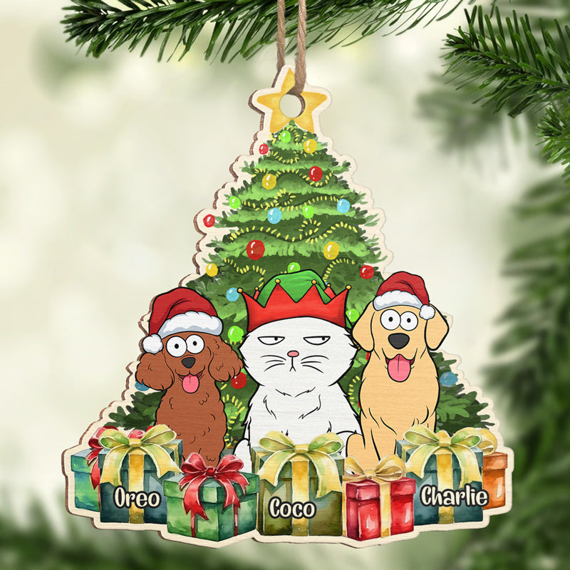 Voici les pattes du Père Noël - Ornement personnalisé pour chien et chat - Forme en bois personnalisée - Cadeau de Noël pour les propriétaires d'animaux et les amoureux des animaux