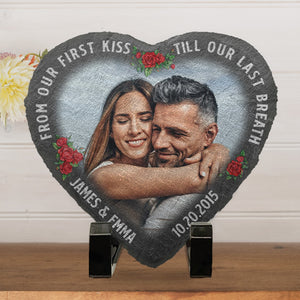 Photo personnalisée « Tu es ma passion » - Ardoise en pierre personnalisée en forme de cœur pour couple - Cadeau pour mari et femme, anniversaire