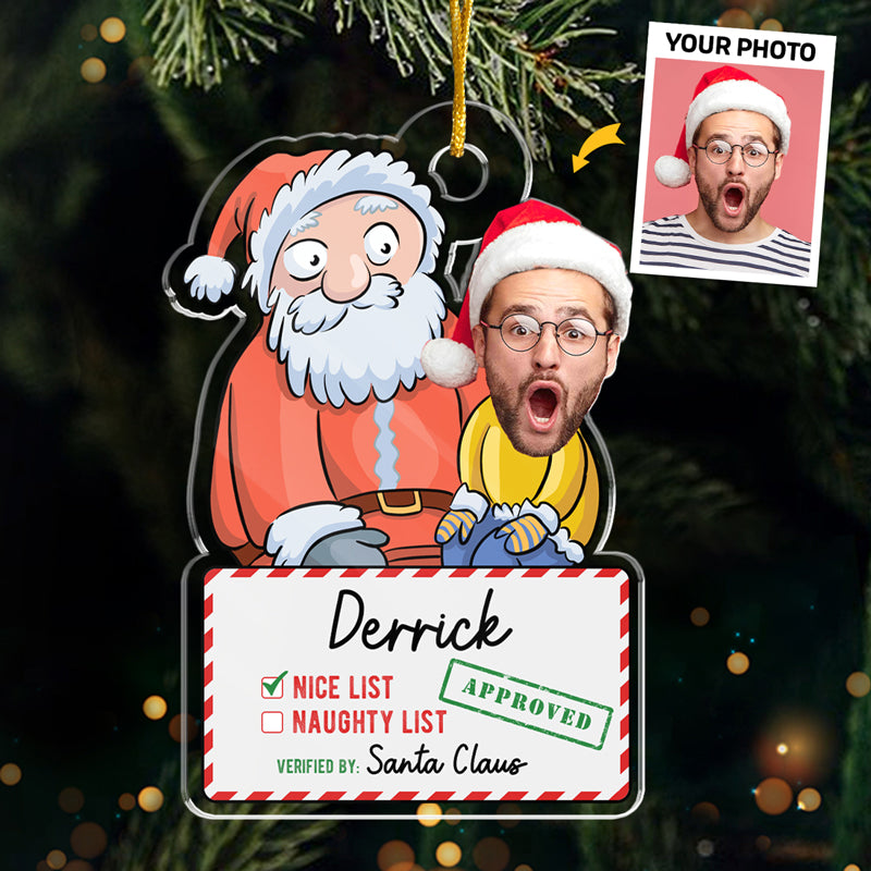 Photo personnalisée « Liste des gentils du Père Noël » - Ornement personnalisé pour la famille - Forme personnalisée en acrylique - Cadeau de Noël pour les membres de la famille