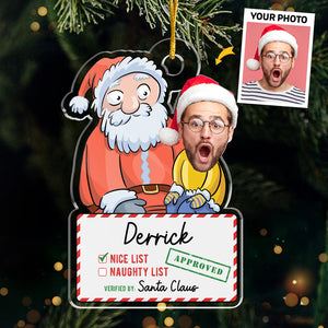 Photo personnalisée « Liste des gentils du Père Noël » - Ornement personnalisé pour la famille - Forme personnalisée en acrylique - Cadeau de Noël pour les membres de la famille