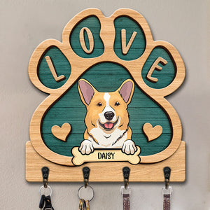 Nous aimons les chiens - Porte-clés personnalisé en forme de patte de chien - Cadeau de pendaison de crémaillère pour les propriétaires et les amoureux des animaux