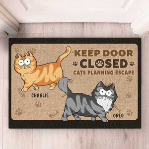 Gardez la porte fermée, sinon les chats s'échapperont ! Tapis décoratif personnalisé pour chat ! Cadeau pour les propriétaires et les amoureux des animaux.