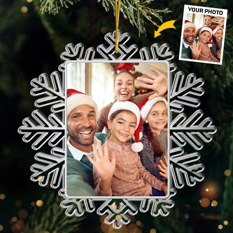 Décoration de Noël personnalisée avec photo de famille - Décoration personnalisée en acrylique - Cadeau de Noël pour les membres de la famille