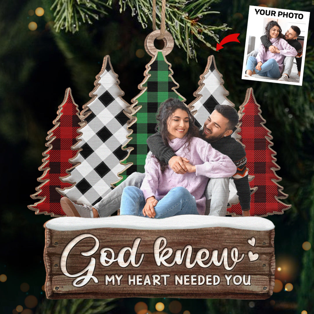 Photo personnalisée pour couple - Vœux d'hiver chaleureux - Ornement personnalisé pour couple - Forme en bois personnalisée - Cadeau de Noël pour mari et femme, anniversaire
