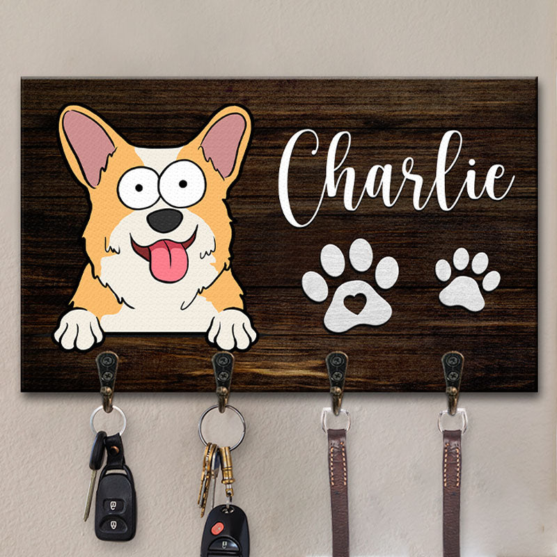 La maison est là où se trouve le chien - Porte-clés rectangulaire personnalisé pour chien - Cadeau de pendaison de crémaillère pour propriétaires d'animaux et amoureux des animaux