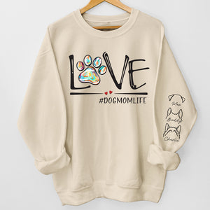 Purfect Dog Mom Life - Sweat-shirt unisexe personnalisé pour chien et chat avec motif sur la manche - Cadeau pour propriétaires et amoureux des animaux