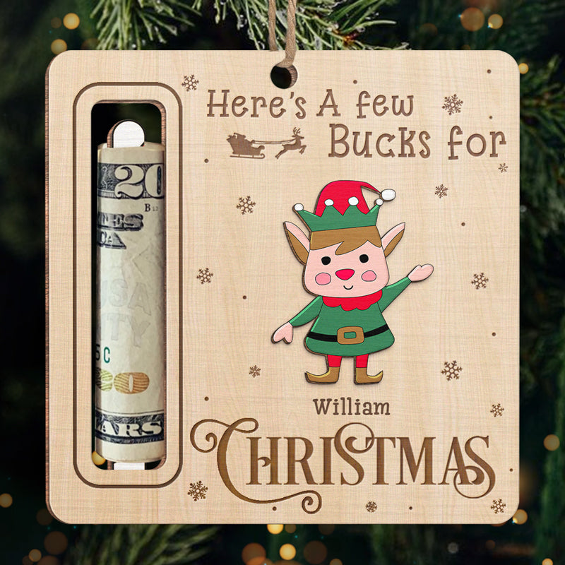 Voici quelques dollars pour Noël - Ornement personnalisé pour la famille, porte-monnaie - Forme personnalisée en bois - Cadeau de Noël pour les membres de la famille