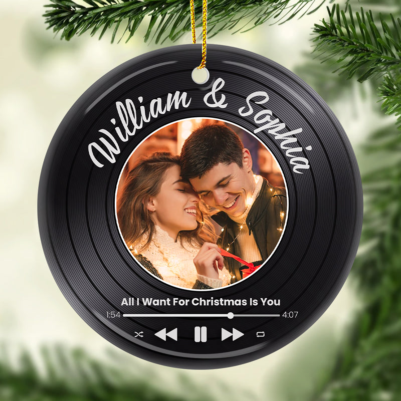 Photo personnalisée « Tu es ma meilleure aventure » – Ornement personnalisé pour couple – Forme ronde en céramique – Cadeau de Noël pour mari et femme, anniversaire