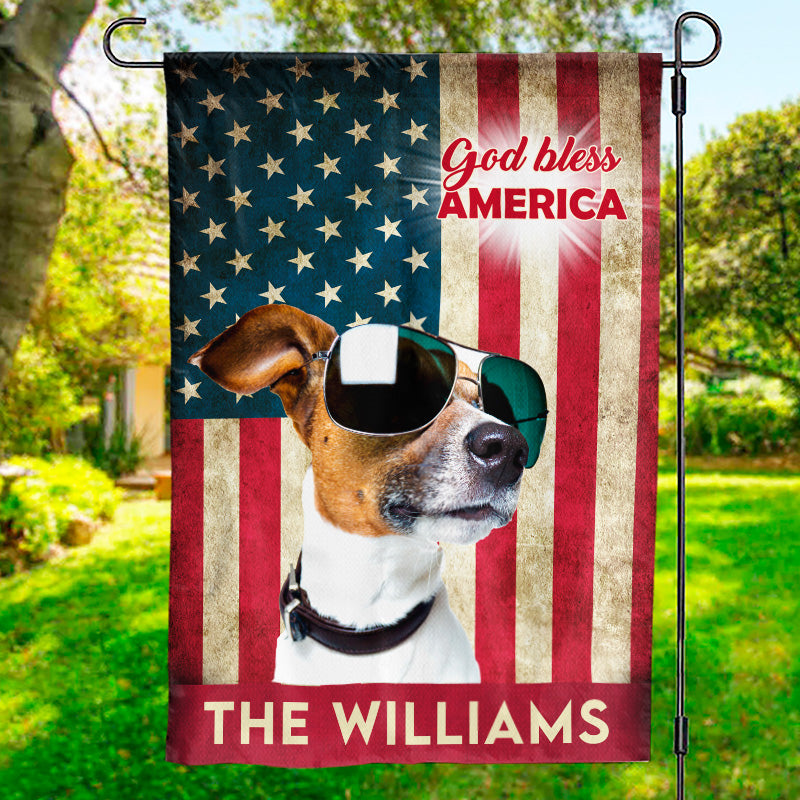 Dieu bénisse l'Amérique, fier chien ! Décoration du 4 juillet ! Drapeau personnalisé pour chien