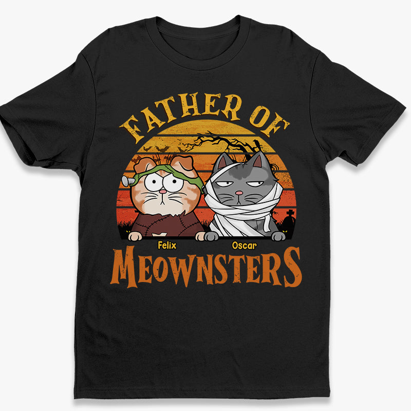Père de Meownsters - T-shirt unisexe personnalisé avec chat, sweat à capuche et sweat-shirt - Cadeau d'Halloween pour les propriétaires et les amoureux des animaux