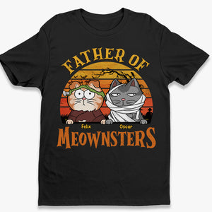 Père de Meownsters - T-shirt unisexe personnalisé avec chat, sweat à capuche et sweat-shirt - Cadeau d'Halloween pour les propriétaires et les amoureux des animaux