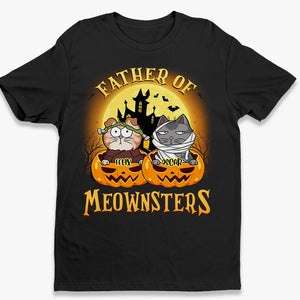T-shirt, sweat à capuche et sweat-shirt unisexe personnalisé « Mother Of Meownsters » avec chat ; cadeau d'Halloween pour les propriétaires et les amoureux des animaux.