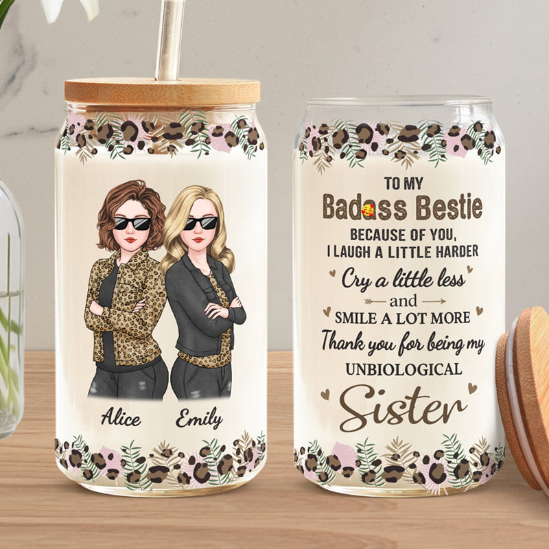 Je souris beaucoup plus - Tasse en verre personnalisée pour meilleure amie, tasse à café glacé - Cadeau pour meilleures amies, meilleures amies, sœurs