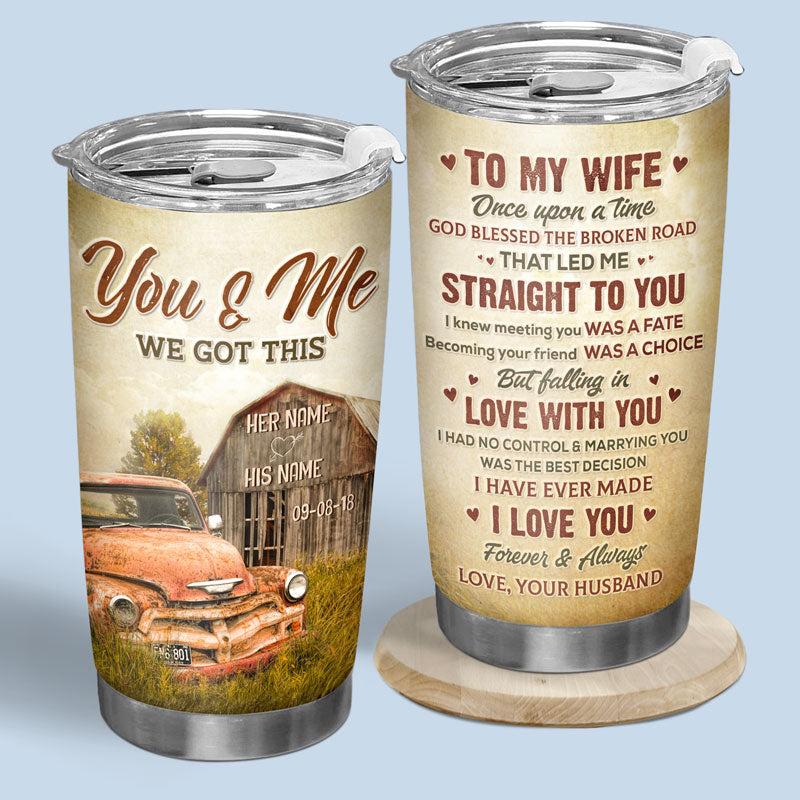 Dieu a béni la route brisée - Verre personnalisé pour couple - Cadeau pour mari et femme, anniversaire