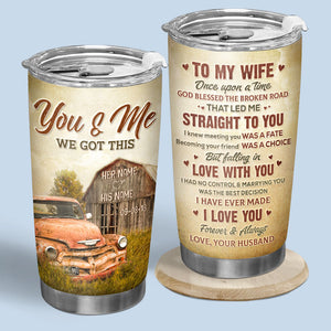 Dieu a béni la route brisée - Verre personnalisé pour couple - Cadeau pour mari et femme, anniversaire