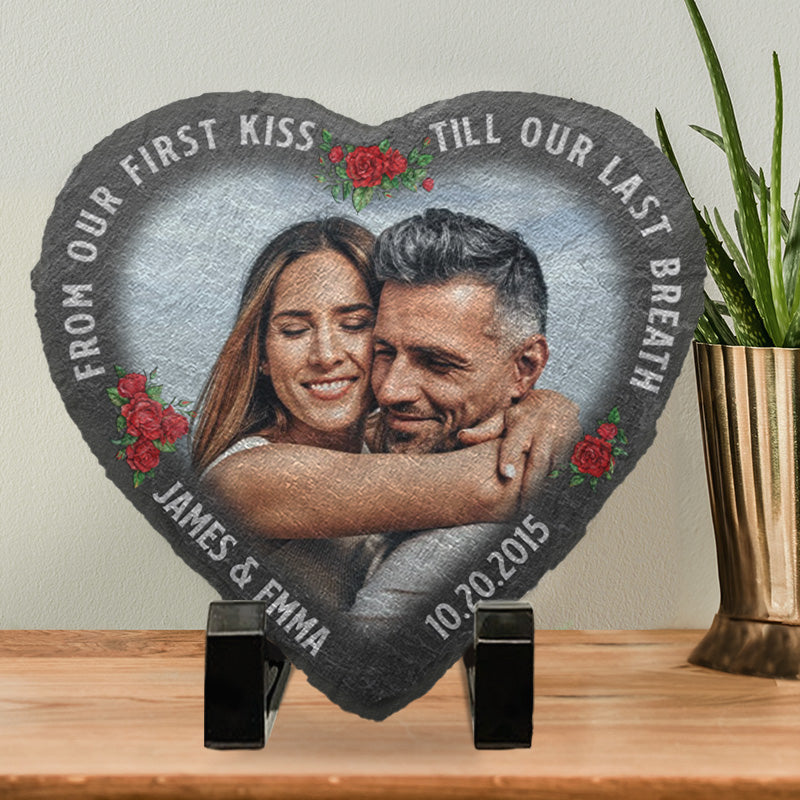 Photo personnalisée « Tu es ma passion » - Ardoise en pierre personnalisée en forme de cœur pour couple - Cadeau pour mari et femme, anniversaire