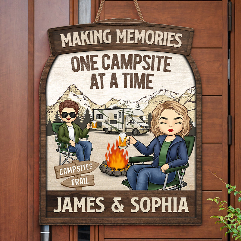 Camping : créez des souvenirs - Panneau en bois personnalisé pour la décoration de votre maison - Cadeau de pendaison de crémaillère pour couples, mari et femme, amoureux du camping