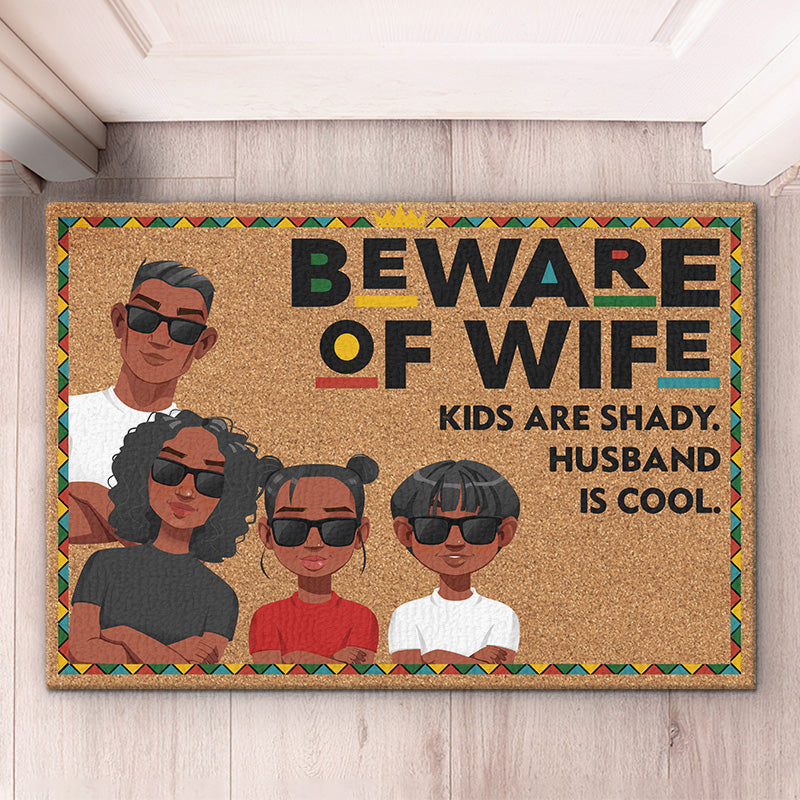 Attention, les enfants sont louches ! Tapis décoratif personnalisé pour la famille ! Cadeau pour les membres de la famille