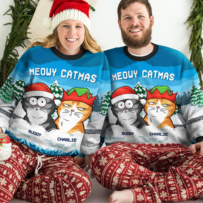 Cookies pour les pattes du Père Noël - Sweat-shirt moche personnalisé pour chien et chat - Pull en laine unisexe - Cadeau de Noël pour propriétaires et amoureux des animaux