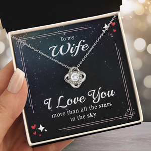 Je t'aime plus que toutes les étoiles - Collier personnalisé avec nœud d'amour pour couple - Cadeau pour mari et femme, anniversaire