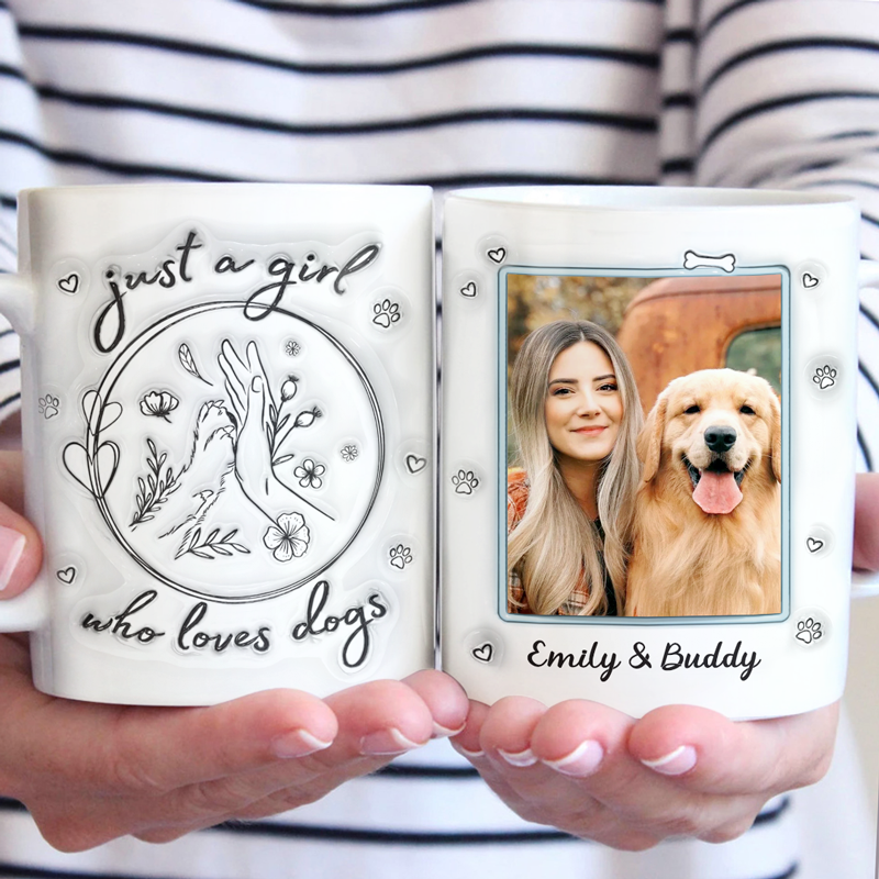 Mug personnalisé avec photo « Un chien vous apprendra l'amour inconditionnel » - Mug personnalisé avec effet gonflé 3D - Cadeau pour les propriétaires et les amoureux des animaux