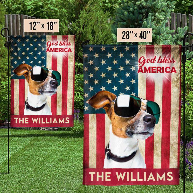 Dieu bénisse l'Amérique, fier chien ! Décoration du 4 juillet ! Drapeau personnalisé pour chien