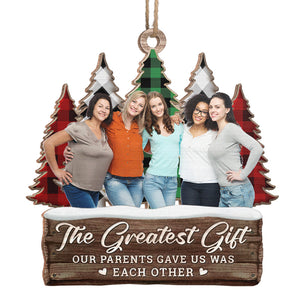 Photo personnalisée pour sœurs, vœux chaleureux pour l'hiver - Décoration familiale personnalisée - Forme en bois personnalisée - Cadeau de Noël pour frères, sœurs, cousins, amis