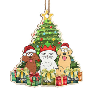 Voici les pattes du Père Noël - Ornement personnalisé pour chien et chat - Forme en bois personnalisée - Cadeau de Noël pour les propriétaires d'animaux et les amoureux des animaux