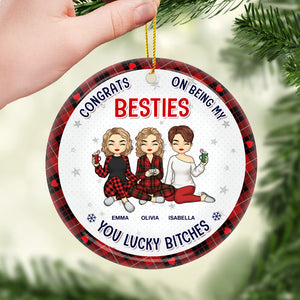 Félicitations pour être devenue ma meilleure amie sœur - Ornement personnalisé Bestie - Forme ronde en céramique - Cadeau de Noël pour meilleures amies, meilleures amies, sœurs