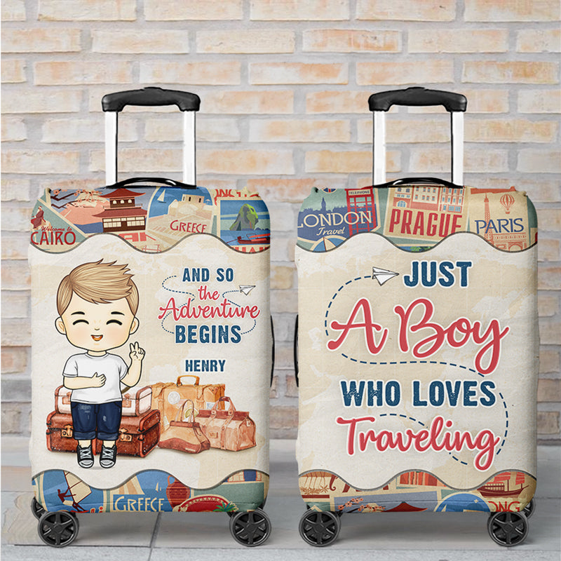 Et ainsi commence l'aventure - Housse de bagage personnalisée pour enfants - Cadeau de vacances, cadeau pour les amateurs de voyages d'aventure