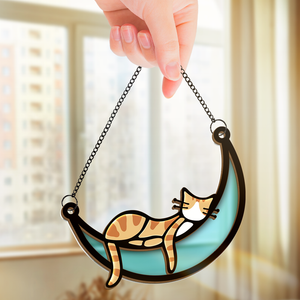 Lazy Cat - Cat Personalized Window Hanging Suncatcher - Gift For Pet Owners, Pet Lovers