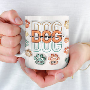 J'aime les chiens - Mug personnalisé avec effet gonflé en 3D pour chiens et chats - Cadeau de Noël pour les propriétaires d'animaux et les amoureux des animaux