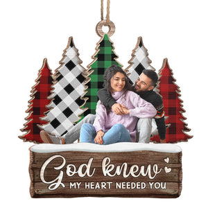 Photo personnalisée pour couple - Vœux d'hiver chaleureux - Ornement personnalisé pour couple - Forme en bois personnalisée - Cadeau de Noël pour mari et femme, anniversaire