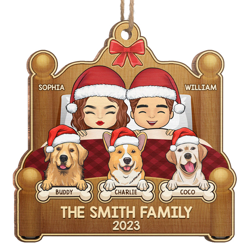 Cher Père Noël, n'oubliez pas les chiens ! Ornement personnalisé pour couple ! En bois, forme personnalisée ! Cadeau de Noël pour mari, femme, propriétaires d'animaux et amoureux des animaux.