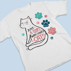 Juste une fille qui aime les chats - T-shirt, sweat à capuche et sweat-shirt unisexe personnalisé avec chat - Cadeau pour les propriétaires d'animaux et les amoureux des animaux