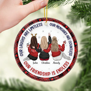 Nos rires sont sans limites - Ornement personnalisé Bestie personnalisé - Forme ronde en céramique - Cadeau de Noël pour meilleures amies, BFF, sœurs