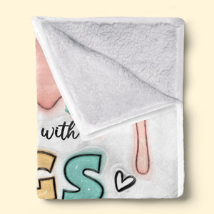La vie est meilleure avec un chien ! Couverture personnalisée avec effet gonflable 3D pour chien ! Cadeau pour les propriétaires et les amoureux des animaux.