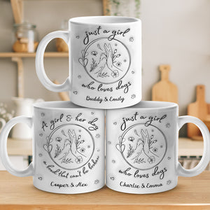 Juste une fille qui aime les chiens - Mug personnalisé avec effet gonflable 3D - Cadeau pour les propriétaires d'animaux et les amoureux des animaux