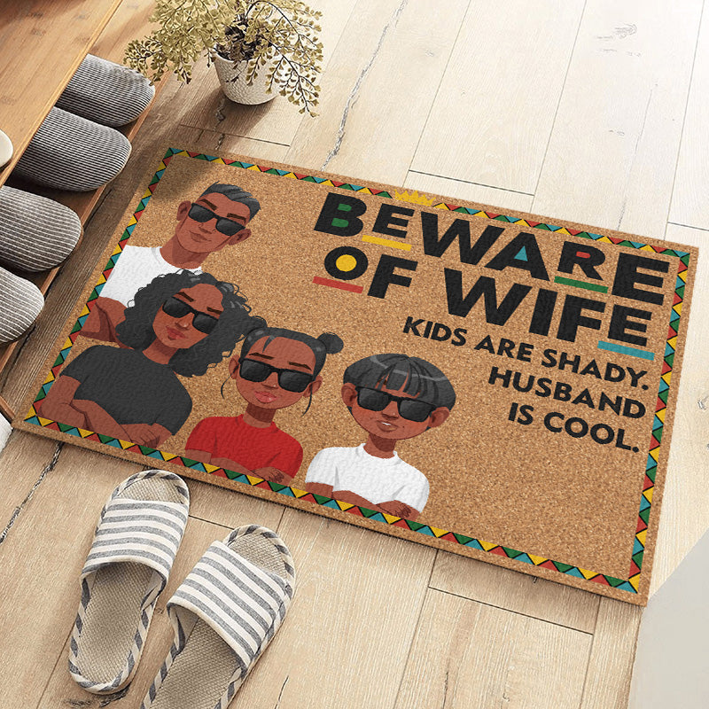 Attention, les enfants sont louches ! Tapis décoratif personnalisé pour la famille ! Cadeau pour les membres de la famille