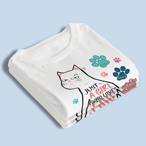 Juste une fille qui aime les chats - T-shirt, sweat à capuche et sweat-shirt unisexe personnalisé avec chat - Cadeau pour les propriétaires d'animaux et les amoureux des animaux