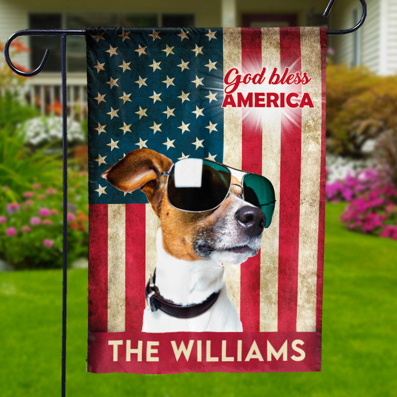 Dieu bénisse l'Amérique, fier chien ! Décoration du 4 juillet ! Drapeau personnalisé pour chien