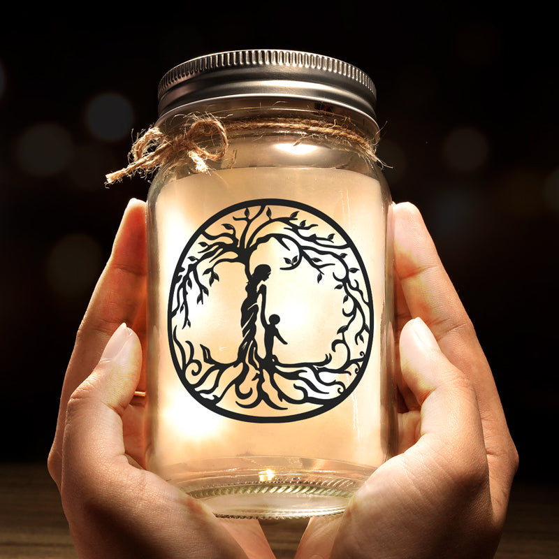L'amour d'une mère est tout - Lampe personnalisée en pot Mason pour la famille - Cadeau pour la fête des mères
