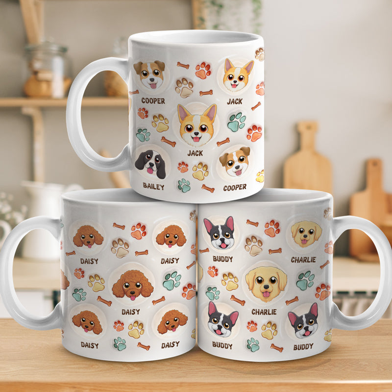 Mug personnalisé avec motif chien, effet gonflé 3D, cadeau de Noël pour les propriétaires et les amoureux des animaux.