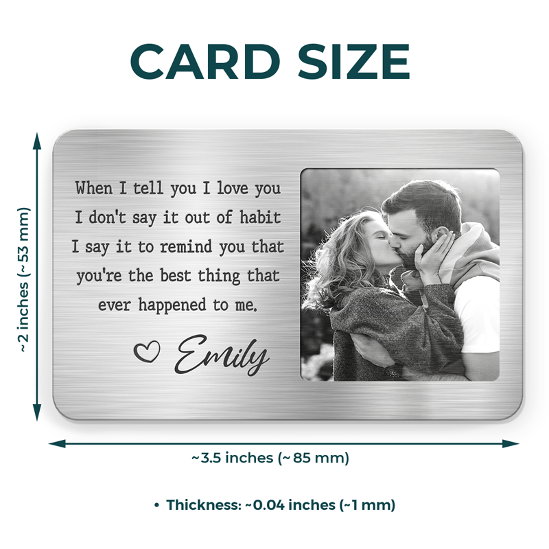 Photo personnalisée « Cher amour de ma vie » - Carte portefeuille en aluminium personnalisée pour couple - Cadeau pour mari et femme, anniversaire