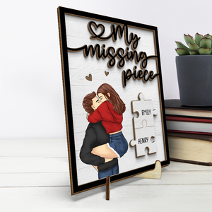 Ma pièce manquante, ma meilleure moitié - Plaque en bois personnalisée à 2 couches avec support pour couple - Cadeau de pendaison de crémaillère pour mari et femme, anniversaire